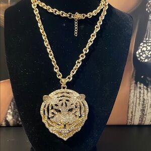 Gold Tiger Pendant Necklace